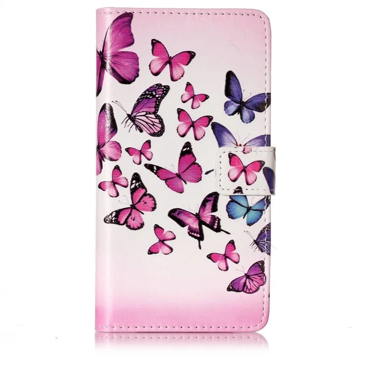 For Sony Xperia L1 Embossed Pattern Leather Wallet Stand Case - Colorful Butterflies