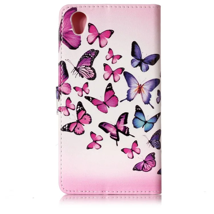 For Sony Xperia L1 Embossed Pattern Leather Wallet Stand Case - Colorful Butterflies