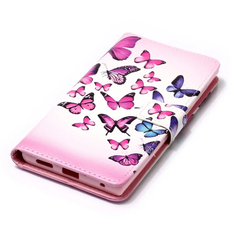 For Sony Xperia L1 Embossed Pattern Leather Wallet Stand Case - Colorful Butterflies
