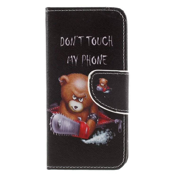 Pattern Printing Cross Texture Stand Wallet Leather Cover for Sony Xperia XZ1 Compact - Bear with Saw