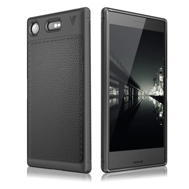 IVSO Gentry Series Leather Coated Soft TPU Case for Sony Xperia XZ1 Compact - Black