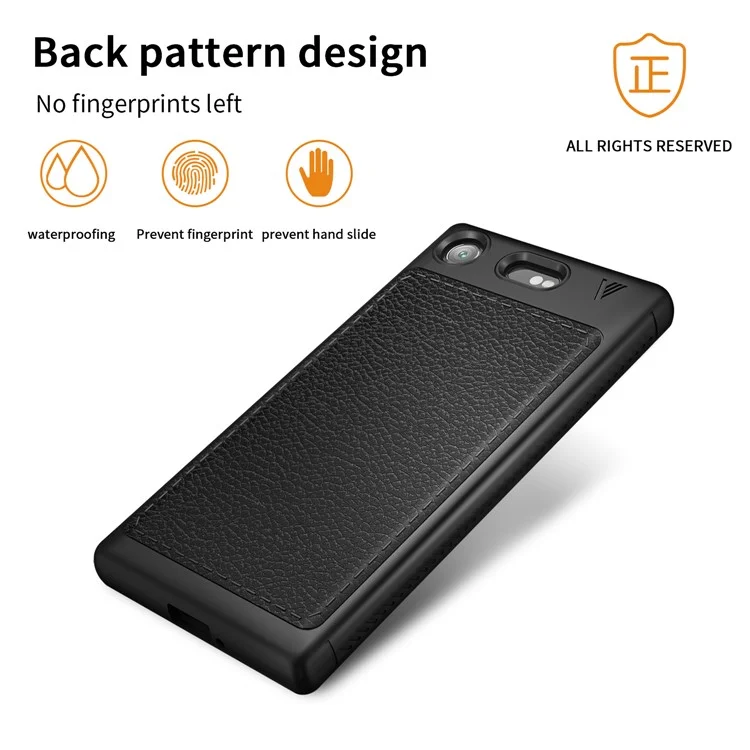 IVSO Gentry Series Leather Coated Soft TPU Case for Sony Xperia XZ1 Compact - Black