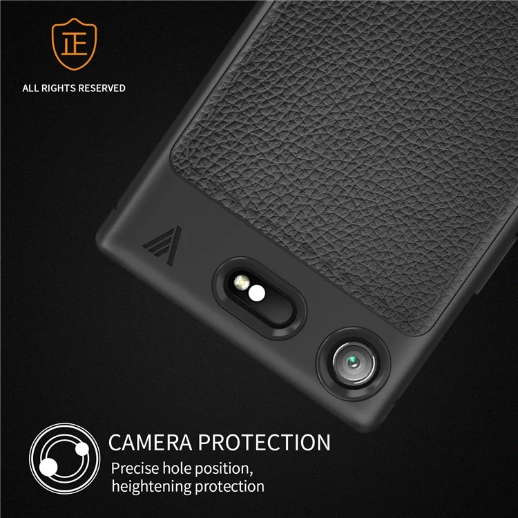 IVSO Gentry Series Leather Coated Soft TPU Case for Sony Xperia XZ1 Compact - Black