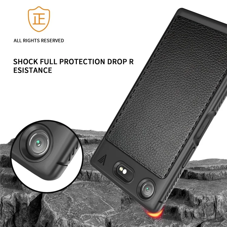 IVSO Gentry Series Leather Coated Soft TPU Case for Sony Xperia XZ1 Compact - Black