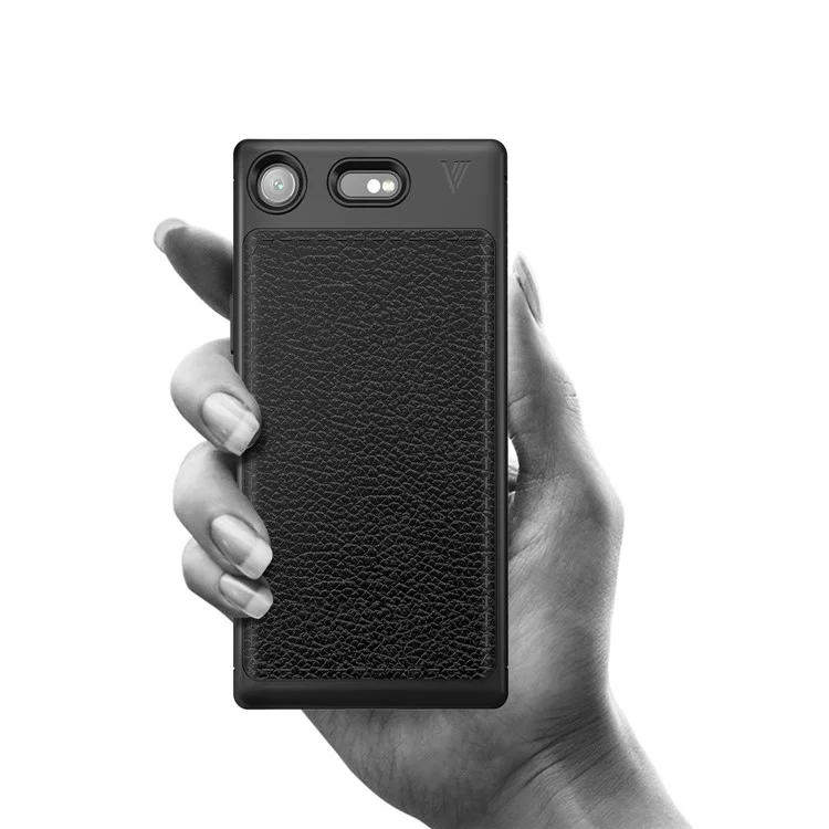 IVSO Gentry Series Leather Coated Soft TPU Case for Sony Xperia XZ1 Compact - Black