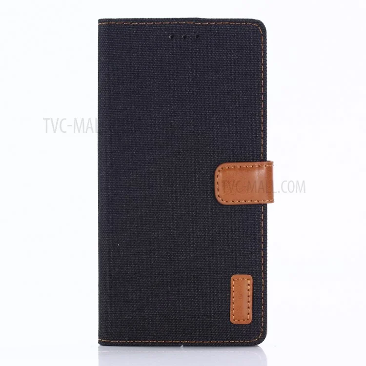 Oxford Cloth Leather Wallet Stand Cover for Sony Xperia XZ1 - Black