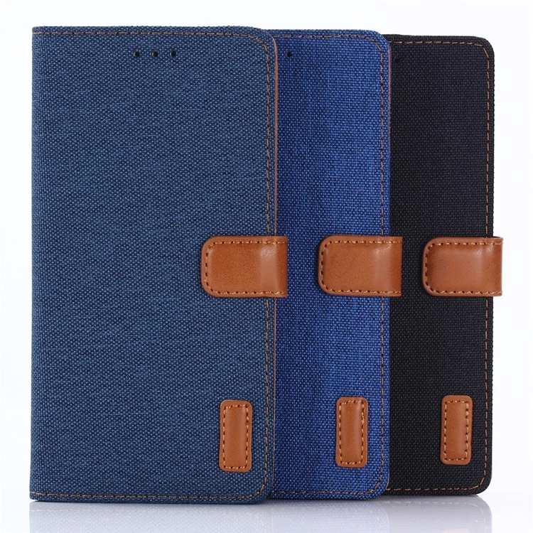 Oxford Cloth Leather Wallet Stand Cover for Sony Xperia XZ1 - Black