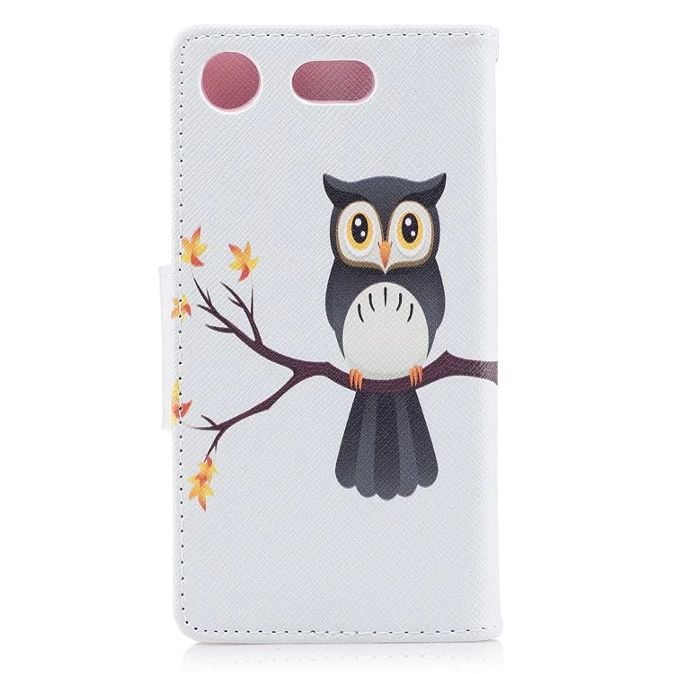 Pattern Printing Magnetic Leather Wallet Phone Protective Casing with Stand for Sony Xperia XZ1 Compact - Owl
