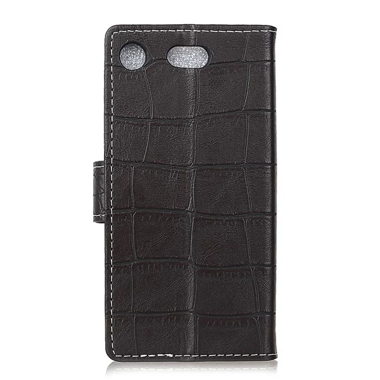 Crocodile Texture PU Leather Wallet Phone Case for Sony Xperia XZ1 Compact - Black