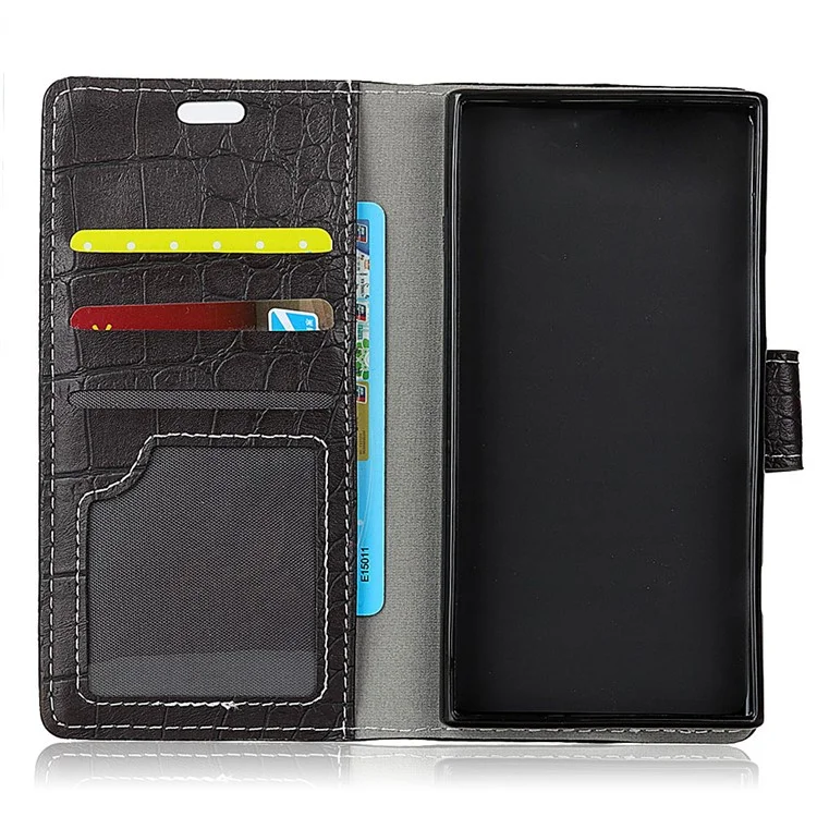 Crocodile Texture PU Leather Wallet Stand Phone Case for Sony Xperia XZ1 - Black