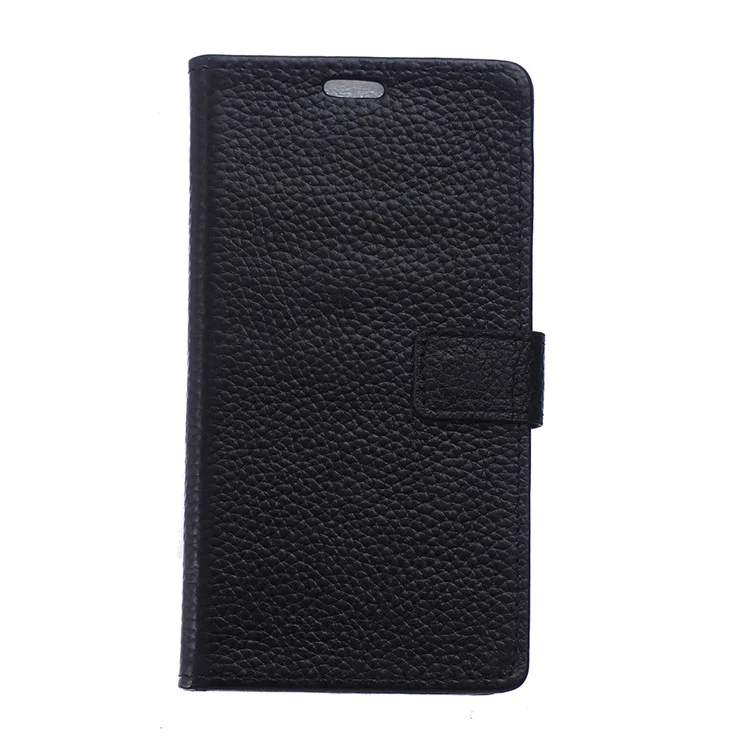 Litchi Grain Genuine Leather Wallet Stand Phone Case for Sony Xperia XZ1 Compact - Black
