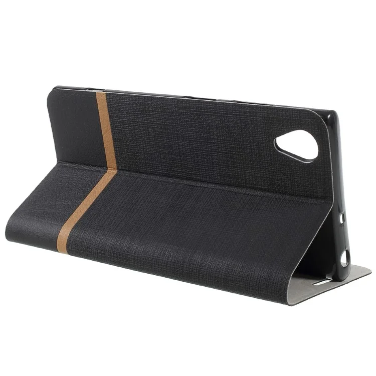 Cross Pattern Leather Card Holder Phone Case (Built-in Steel Sheet) for Sony Xperia XA1 Plus- Black
