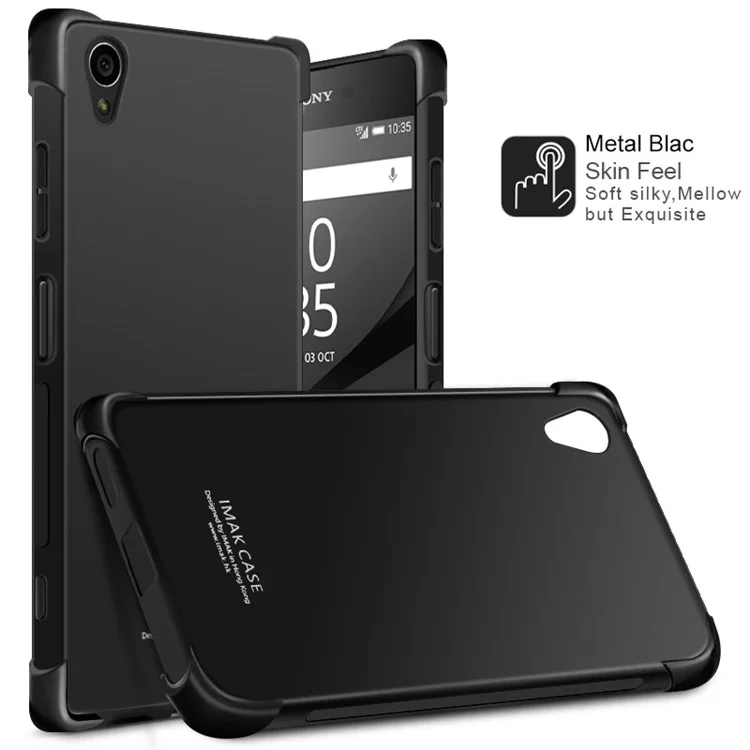 IMAK Sony Xperia XA1 Plus Smooth Feel Anti-drop Soft TPU Case + Explosion-proof Screen Film - Metal Black