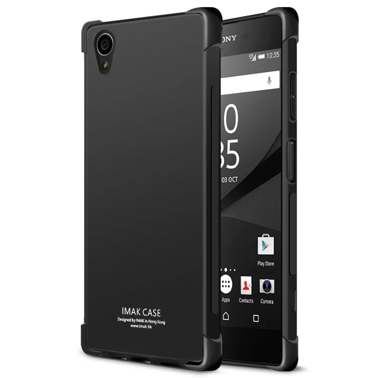 IMAK Sony Xperia XA1 Plus Smooth Feel Anti-drop Soft TPU Case + Explosion-proof Screen Film - Metal Black