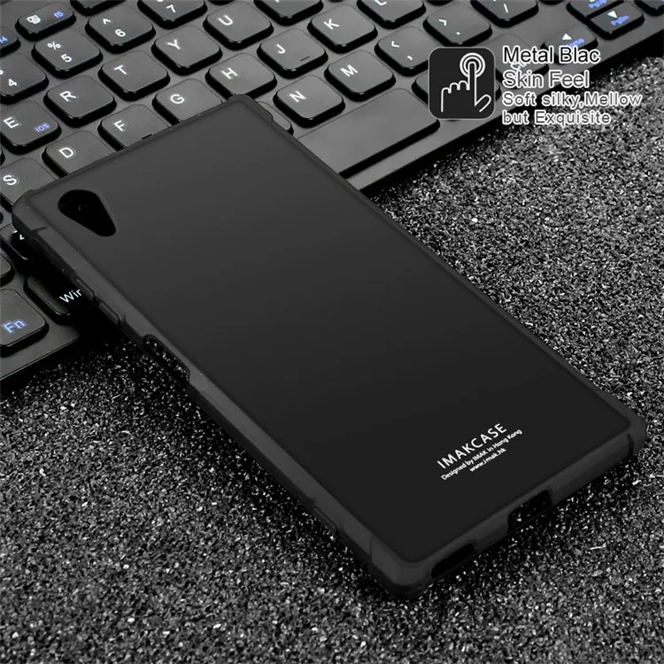 IMAK Sony Xperia XA1 Plus Smooth Feel Anti-drop Soft TPU Case + Explosion-proof Screen Film - Metal Black