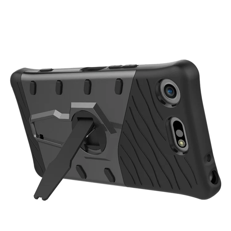 Soft TPU + Plastic Combo Detachable Phone Casing with 360-degree Rotary Kickstand for Sony Xperia XZ1 Compact - Grey