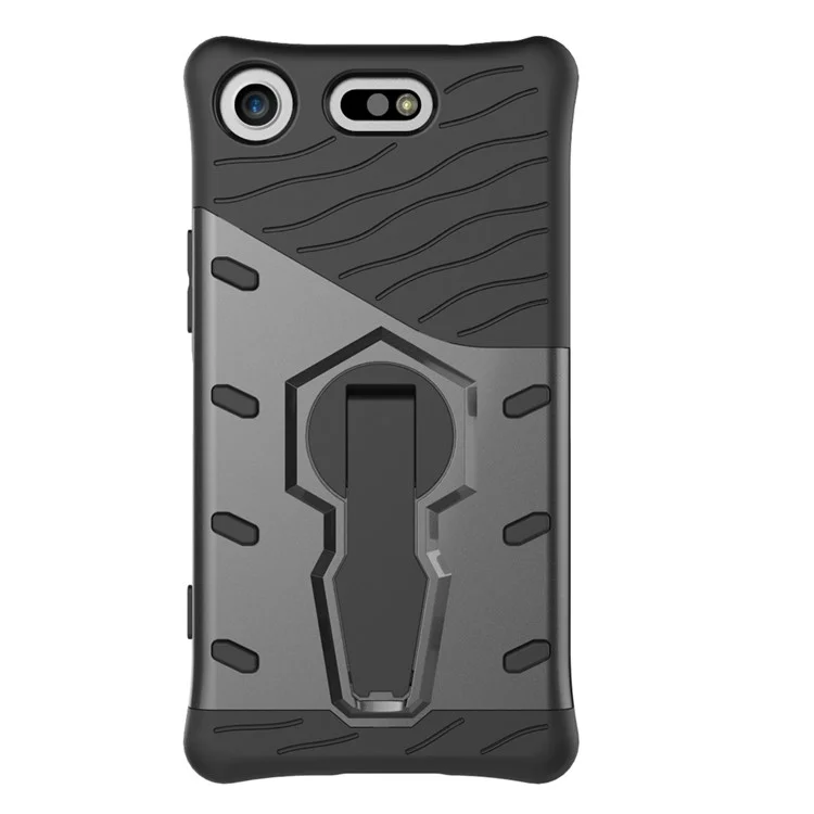 Soft TPU + Plastic Combo Detachable Phone Casing with 360-degree Rotary Kickstand for Sony Xperia XZ1 Compact - Grey