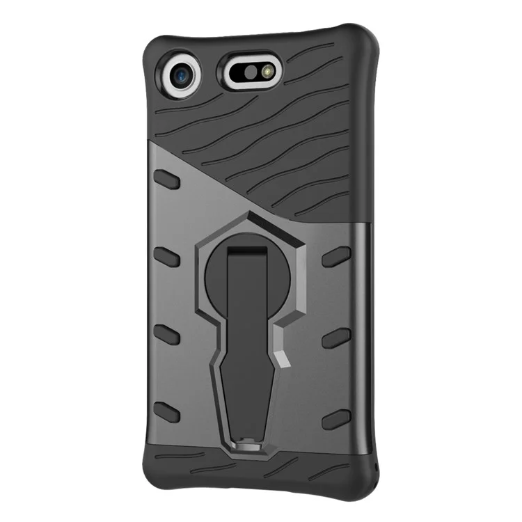 Soft TPU + Plastic Combo Detachable Phone Casing with 360-degree Rotary Kickstand for Sony Xperia XZ1 Compact - Grey