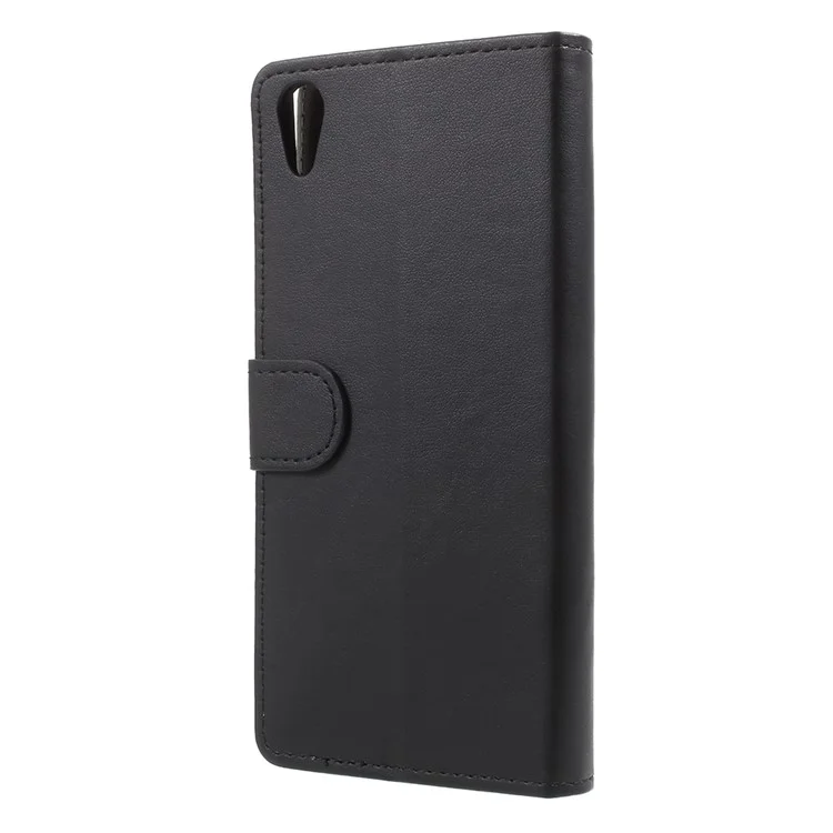 Flip PU Leather Wallet Stand Case for Sony Xperia XA1 Plus - Black