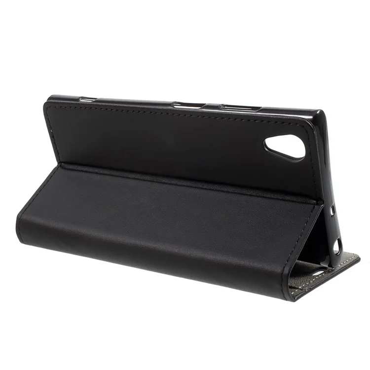 Flip PU Leather Wallet Stand Case for Sony Xperia XA1 Plus - Black