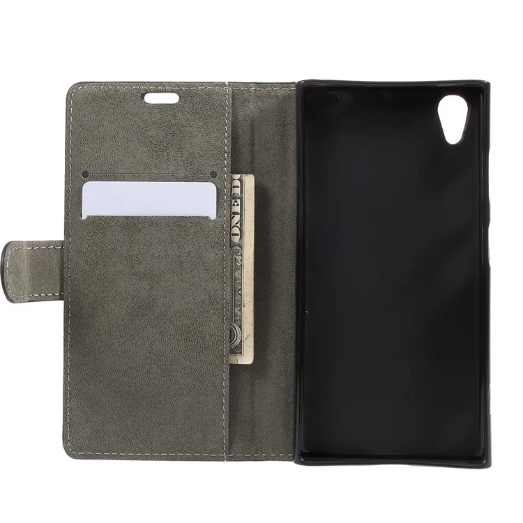 Flip PU Leather Wallet Stand Case for Sony Xperia XA1 Plus - Black
