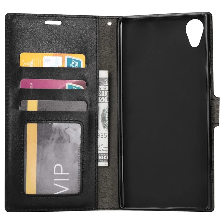 Crazy Horse PU Leather Stand Wallet Case for Sony Xperia XA1 Plus - Black
