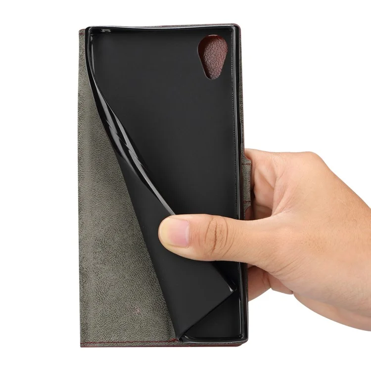 Crazy Horse PU Leather Stand Wallet Case for Sony Xperia XA1 Plus - Black