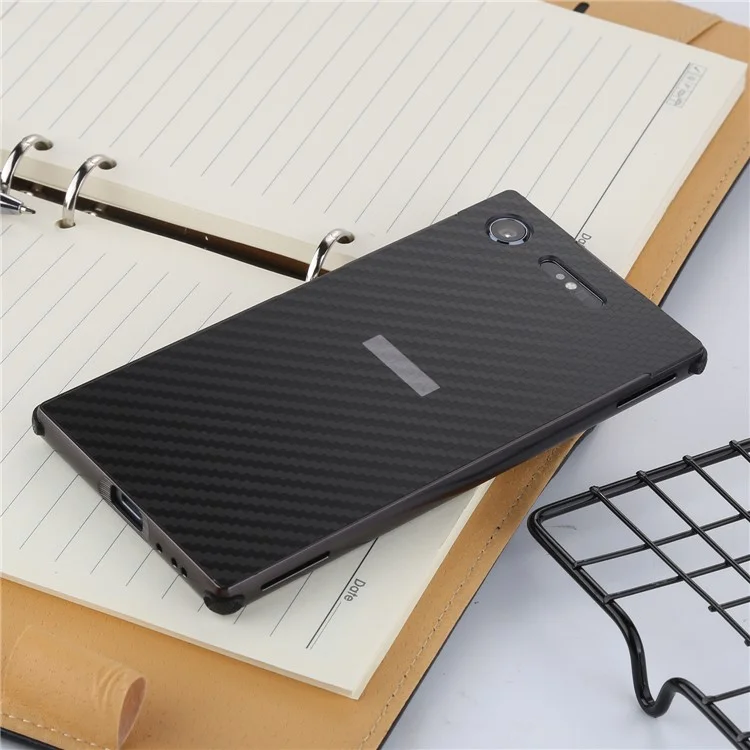 Slide-on Carbon Fibre Combo Shell Case (Metal + TPU) for Sony Xperia XZ1 - Black