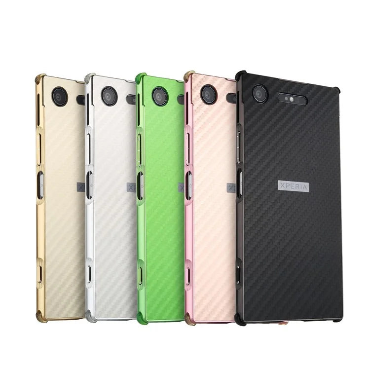 Slide-on Carbon Fibre Combo Shell Case (Metal + TPU) for Sony Xperia XZ1 - Black