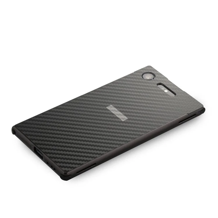Slide-on Carbon Fibre Combo Shell Case (Metal + TPU) for Sony Xperia XZ1 - Black