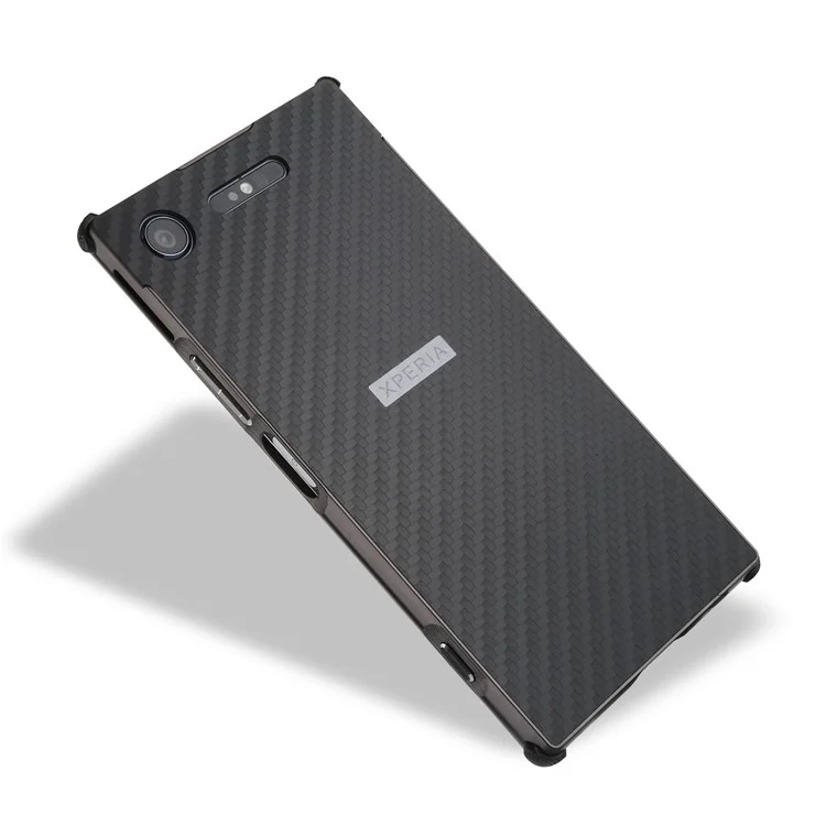 Slide-on Carbon Fibre Combo Shell Case (Metal + TPU) for Sony Xperia XZ1 - Black