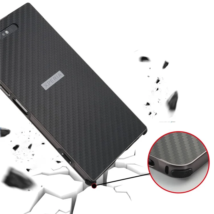 Slide-on Carbon Fibre Combo Shell Case (Metal + TPU) for Sony Xperia XZ1 - Black