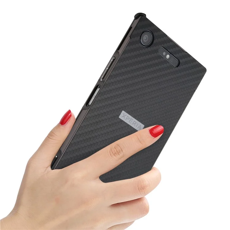 Slide-on Carbon Fibre Combo Shell Case (Metal + TPU) for Sony Xperia XZ1 - Black