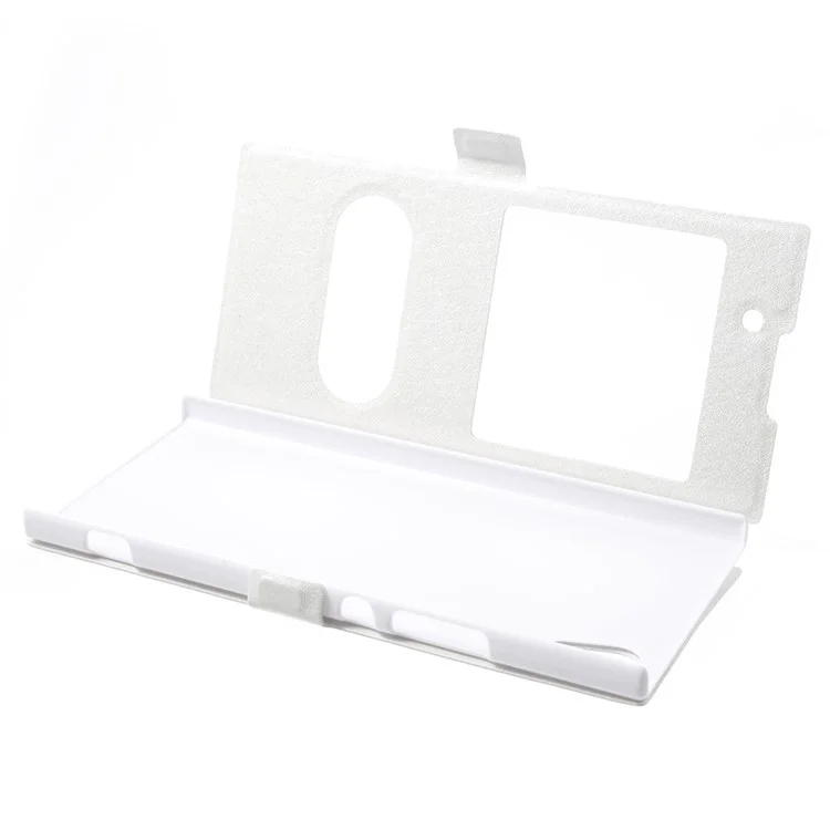 Silk Texture Dual Window Leather Phone Casing Accessory for Sony Xperia XA1 - White