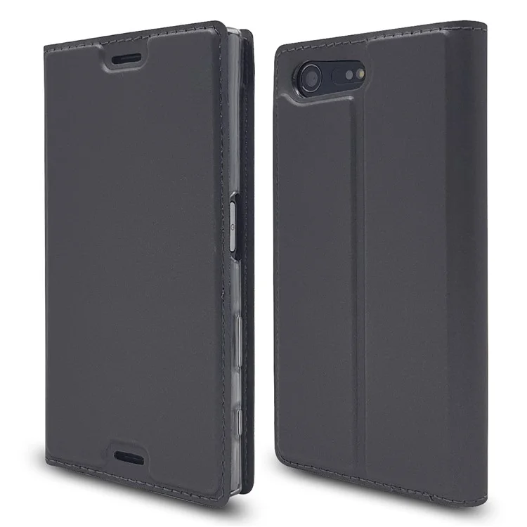 Magnetic Leather Card Holder Case for Sony Xperia X Compact - Black