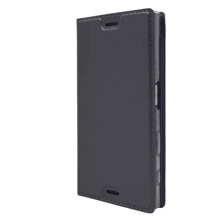 Magnetic Leather Card Holder Case for Sony Xperia X Compact - Black