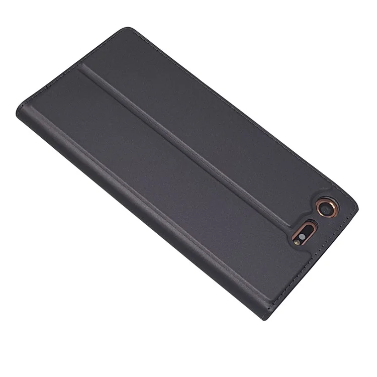 Auto-absorbed Magnetic Leather Card Holder Cover for Sony Xperia XZ Premium - Black