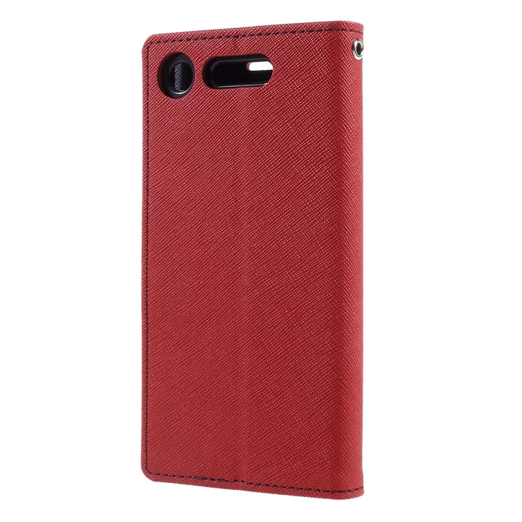 MERCURY GOOSPERY Fancy Diary PU Leather Wallet Stand Case for Sony Xperia XZ1 - Red