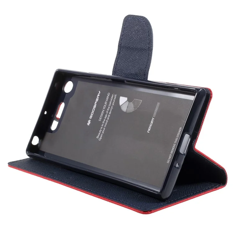 MERCURY GOOSPERY Fancy Diary PU Leather Wallet Stand Case for Sony Xperia XZ1 - Red
