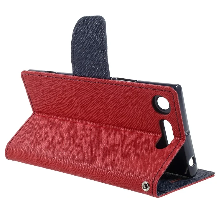 MERCURY GOOSPERY Fancy Diary PU Leather Wallet Stand Case for Sony Xperia XZ1 - Red