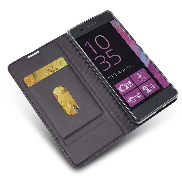 Magnetic Leather Card Holder Case for Sony Xperia XA / XA Dual - Black