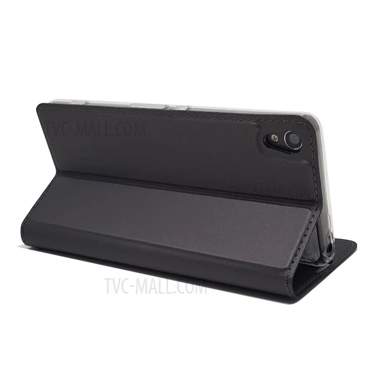 Magnetic Leather Card Holder Case for Sony Xperia XA / XA Dual - Black