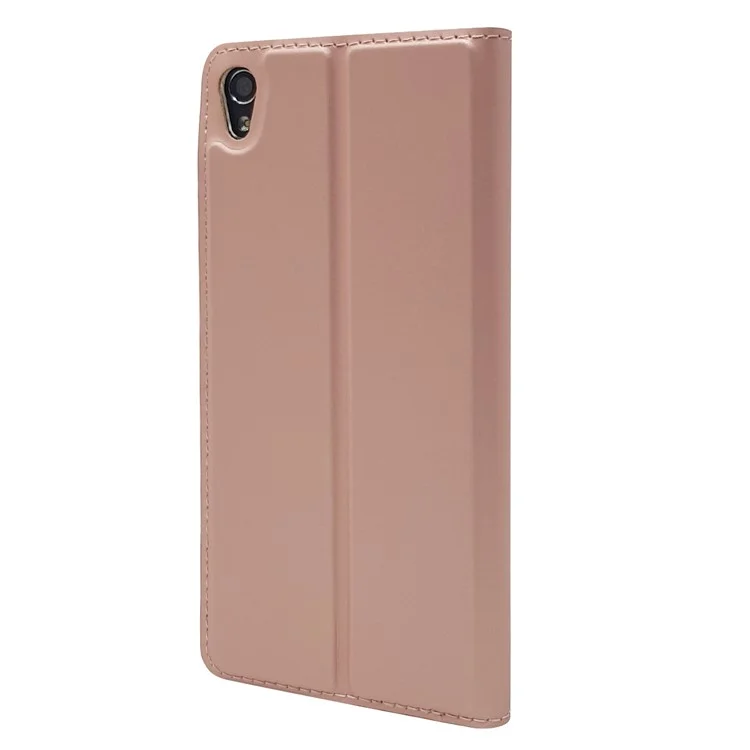 Magnetic Leather Card Holder Cover for Sony Xperia XA / XA Dual - Rose Gold