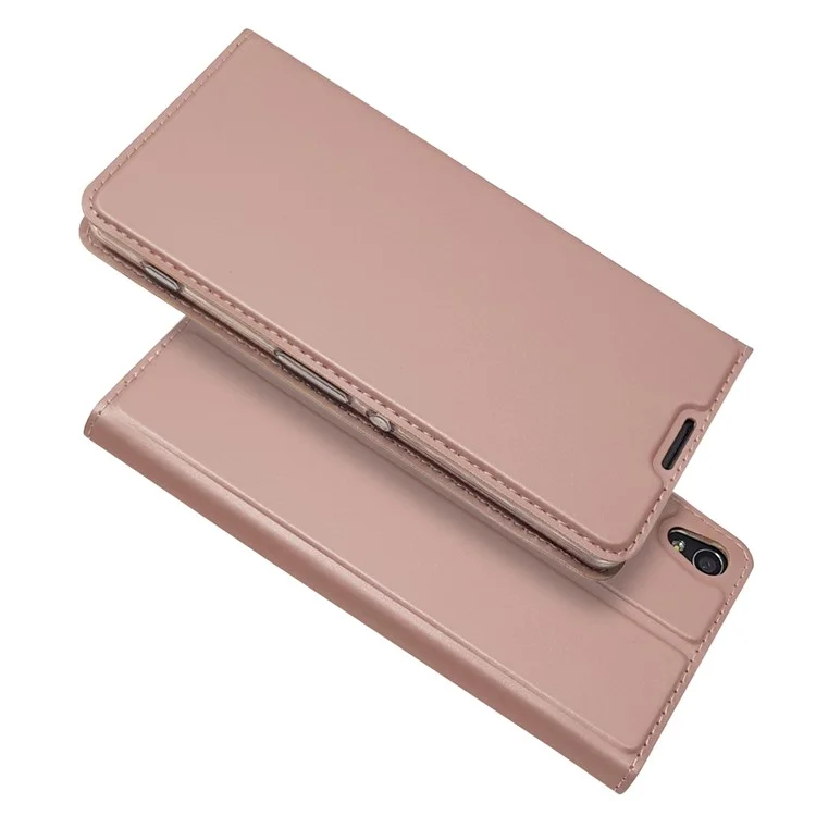 Cubierta Del Soporte de Tarjeta de Cuero Magnético Para Sony Xperia XA / xa Dual - Oro Rosa