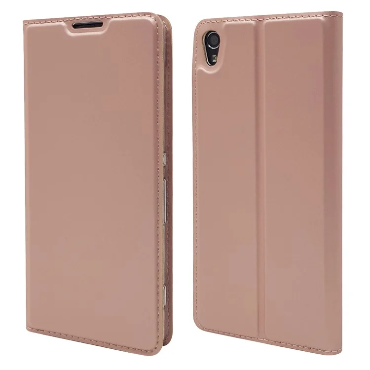 Magnetic Leather Card Holder Cover for Sony Xperia XA / XA Dual - Rose Gold