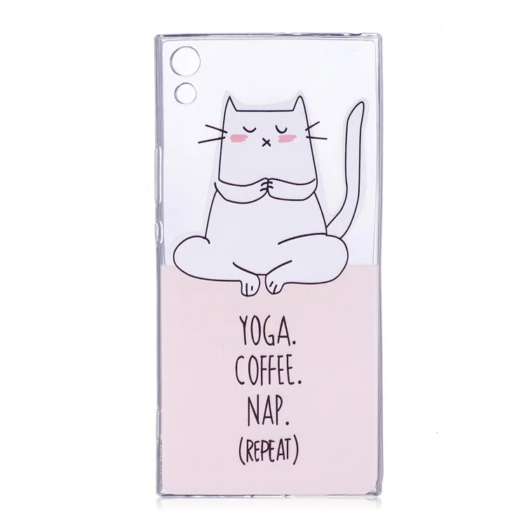 Pattern Printing Soft TPU Gel Casing Cover for Sony Xperia XA1 Ultra - Cartoon and English Characters