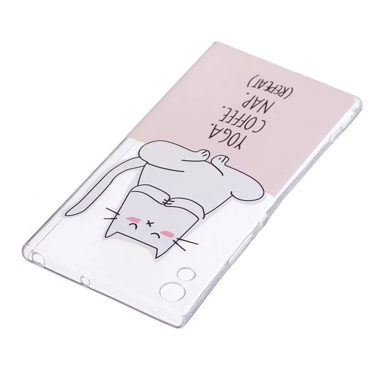 Pattern Printing Soft TPU Gel Casing Cover for Sony Xperia XA1 Ultra - Cartoon and English Characters