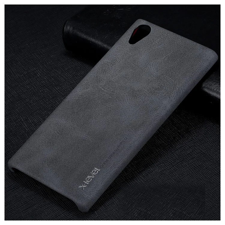 X-LEVEL Vintage Series Leather Coated PC Phone Case for Sony Xperia XA1 Plus - Black
