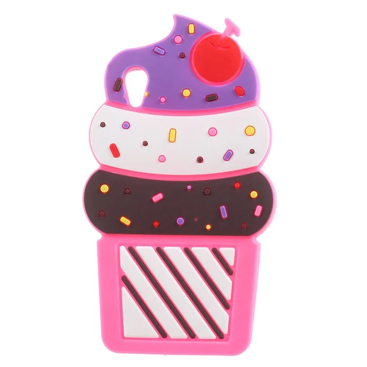 3D Cherry Ice Cream Silicone Mobile Phone Cover for Sony Xperia XA1 - Rose
