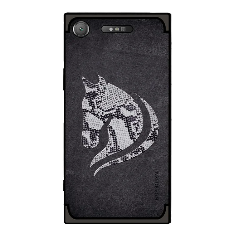 10Pcs/Set NXE Snake Textured Horse Pattern TPU Back Case for Sony Xperia XZ1 - Black